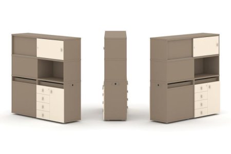 Тумба двойная + высокая надставка ES.NB.2V-30 (1500х410х1520) (Латте/Сатин)