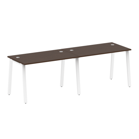 Рабочая станция на 2 рабочих места на А-образном м/к Metal System Style БА.СМ-2.2 2400x720x750 (Венге Цаво/Белый металл)