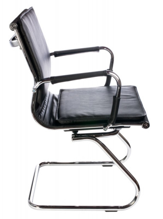 Кресло CH-993-Low-V черный эко.кожа низк.спин. полозья металл хром (Черный)