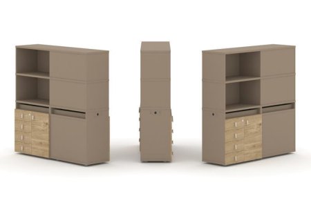 Тумба двойная + высокая надставка ES.NB.2V-19 (1500х410х1520) (Латте/Тиквуд Светлый)