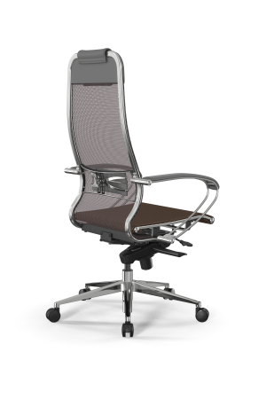 Кресло для руководителя Метта Samurai L1-1K - TS /Uc00/Nc00/K2cL(M06.B32.G11.W03) (Светло-коричневый | Серый)