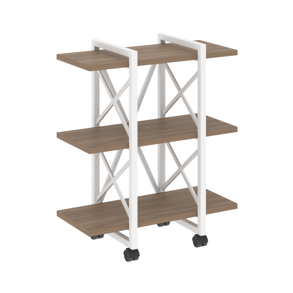 Стеллаж на колесных опорах-3 полки VR.L-MST.K-3.4V 800x400x968 (Дуб Аризона/Белый металл)