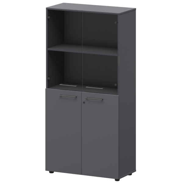 Шкаф высокий комб. Кортез СМШ48.28F.28S 792x380x1595 (Графит)