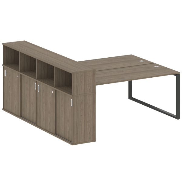 Рабочая станция с шкафом-купе на О-образном м/к Metal System Style БО.РС-СШК-4.5 Т 2210x2332x1098 (Вяз/Антрацит металл)