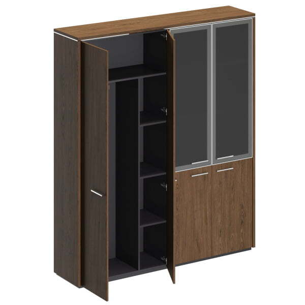 Шкаф комбинированный (для одежды + со стеклом) Velar ВЛ 359 ДТ 1830x410x2120 (Дуб табачный)