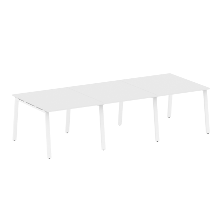 Стол для переговоров (3 столешницы) на А-образном м/к Metal System Style БА.ПРГ-3.1 3000x1235x750 (Белый/Белый металл)