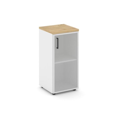 Шкаф низкий узкий SN.STU-303(R) (400х400х833) (Белый/Тиквуд Светлый/Сатин)