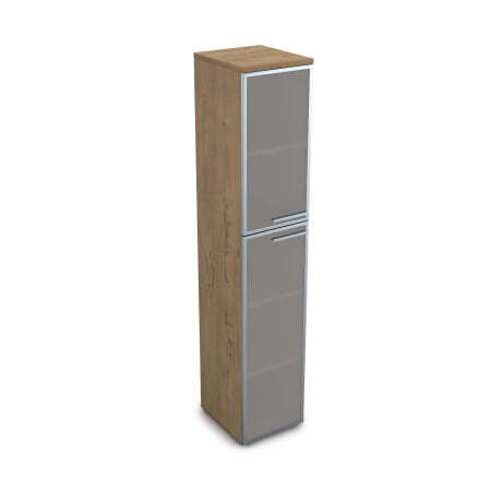 9ПП.005.17 Пенал высокий со стеклом (400x450x2045), правый (Teakwood)
