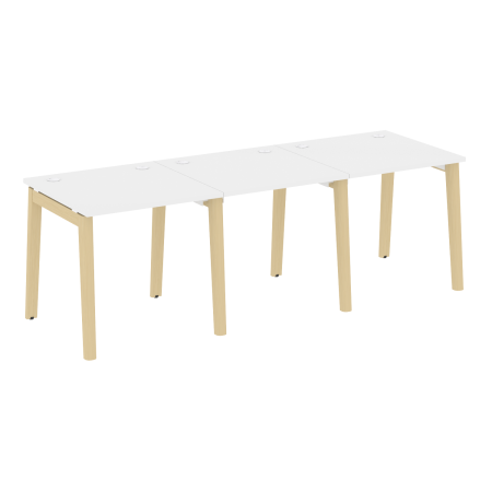 Рабочая станция на деревянных опорах Onix Wood OW.RS-3.0.8 2340x800x750 (Белый Бриллиант/Дуб Светлый)