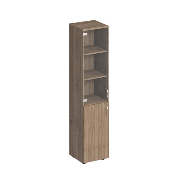 Шкаф для документов узкий со стеклом Комфорт МП2 К 381 400x380x2000 (Дуб шамони темный) Шкаф для документов узкий со стеклом Комфорт МП2 К 381 400x380x2000 (Дуб шамони темный)