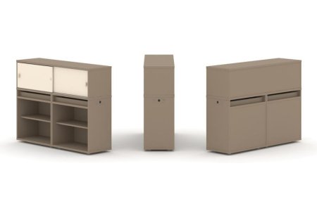 Тумба двойная + низкая надставка ES.NB.2N-2 (1500х410х1135) (Латте/Сатин)