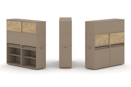 Тумба двойная + высокая надставка ES.NB.2V-3 (1500х410х1520) (Латте/Тиквуд Светлый)