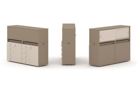 Тумба двойная + низкая надставка ES.NB.2N-4 (1500х410х1135) (Латте/Капучино)