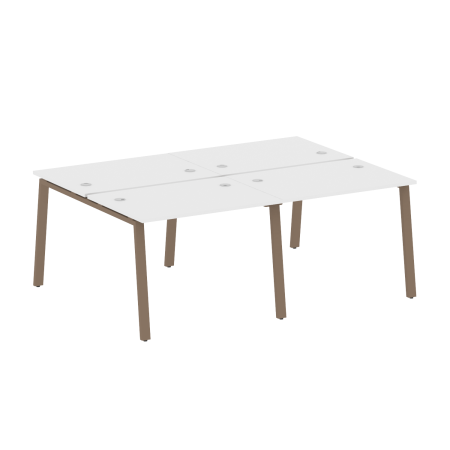 Рабочая станция на 4 рабочих места на А-образном м/к Metal System Style БА.СМ-4.1 2000x1475x750 (Белый/Мокко металл)