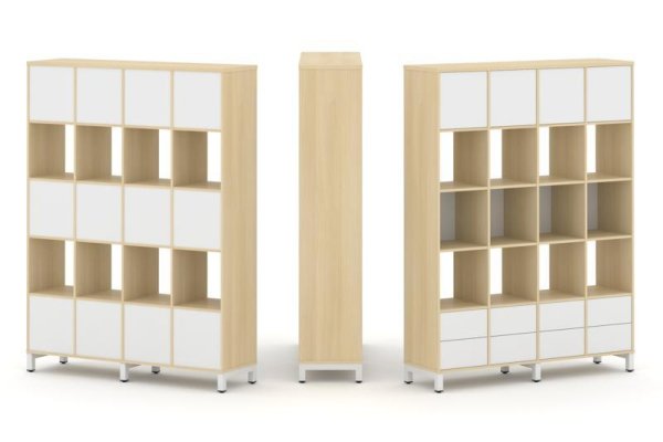 Набор стеллажа 1 сторонний, 5 ярусов SN.NS-541 (1488х400х1982) (Акация Лорка/Белый/Металл Белый)