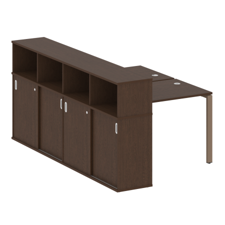 Рабочая станция с опорным шкафом-купе Metal System Style БП.РС-СШК-4.1 1410x2332x1098 (Венге Цаво/Мокко металл)