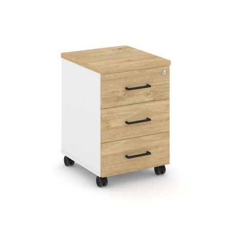 Тумба мобильная 3 ящика стандартные колеса SN.TM-002 (416х460х611) (Белый/Тиквуд Светлый)