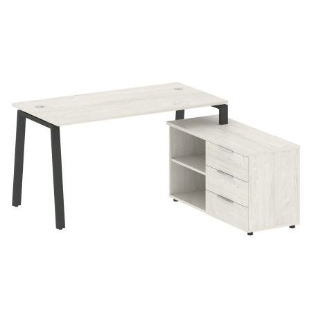 Рабочая станция с тумбой на А-образном м/к Metal System Style БА.РС-СТС-2.3 (R) 1500x1520x750 (Дуб наварра/Антрацит металл)