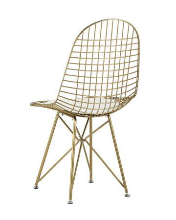 Стул обеденный Eiffel золотой с белой подушкой (Стул кухонный Eiffel золотой) Стул обеденный Eiffel золотой с белой подушкой (Стул кухонный Eiffel золотой)
