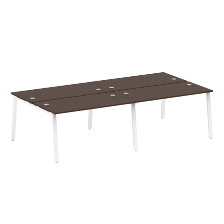 Рабочая станция на 4 рабочих места на А-образном м/к Metal System Style БА.СМ-4.3 2800x1475x750 (Венге Цаво/Белый металл)