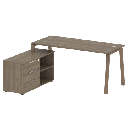 Рабочая станция с тумбой на А-образном м/к Metal System Style БА.РС-СТС-2.4 (L) 1700x1520x750 (Вяз/Мокко металл)