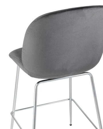 Стул полубарный Beetle со спинкой серый хромированные ножки (Стул полубарный Турин серый)