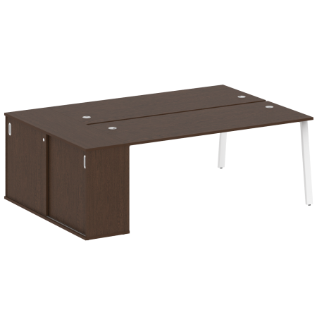 Рабочая станция с шкафом-купе на А-образном м/к Metal System Style БА.РС-СШК-1.5 Т 2210x1475x750 (Венге Цаво/Белый металл)
