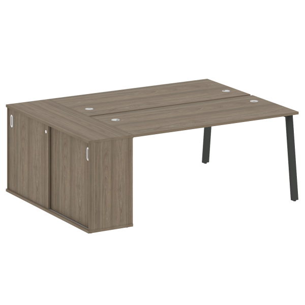 Рабочая станция с шкафом-купе на А-образном м/к Metal System Style БА.РС-СШК-1.4 Т 2010x1475x750 (Вяз/Антрацит металл)