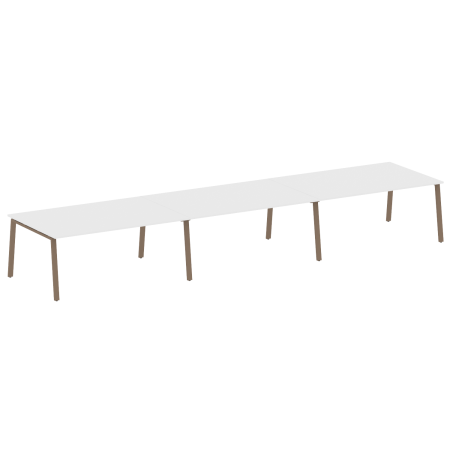Стол для переговоров (3 столешницы) на А-образном м/к Metal System Style БА.ПРГ-3.5 5400x1235x750 (Белый/Мокко металл)