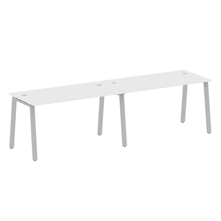 Рабочая станция на 2 рабочих места на А-образном м/к Metal System Style БА.СМ-2.3 2800x720x750 (Белый/Серый металл)