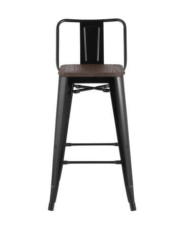 Стул полубарный TOLIX WOOD со спинкой черный глянцевый (Стул полубарный Tolix черный глянцевый)