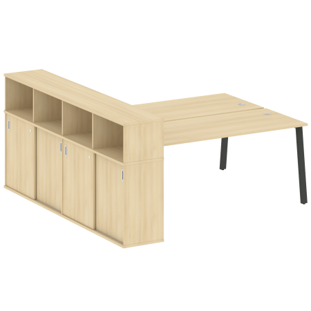 Рабочая станция с шкафом-купе на А-образном м/к Metal System Style БА.РС-СШК-4.5 Т 2210x2332x1098 (Акация/Антрацит металл)