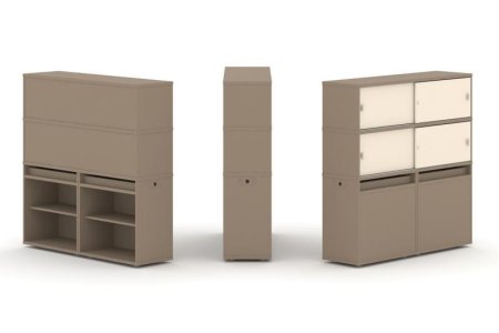 Тумба двойная + высокая надставка ES.NB.2V-2 (1500х410х1520) (Латте/Сатин)