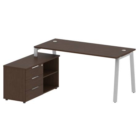 Рабочая станция с тумбой на А-образном м/к Metal System Style БА.РС-СТС-2.4 (L) 1700x1520x750 (Венге Цаво/Серый металл)