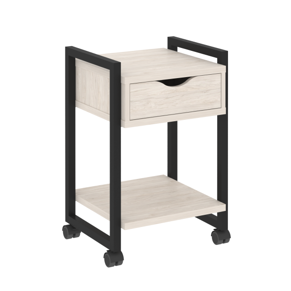 Тумба на колесных опорах с ящиком и полкой VR.L-T1.K 500x460x767 (Денвер Светлый/Черный металл)