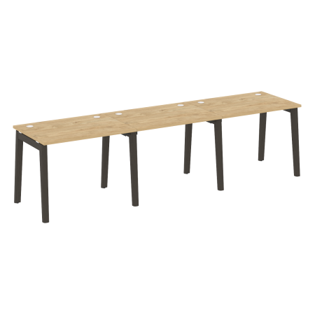 Рабочая станция на деревянных опорах Onix Wood OW.RS-3.1.7 2940x720x750 (Тиквуд Светлый/Дуб Темный)