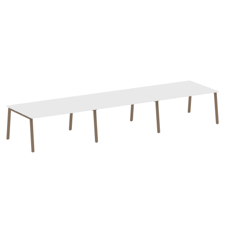 Стол для переговоров (3 столешницы) на А-образном м/к Metal System Style БА.ПРГ-3.4 4800x1235x750 (Белый/Мокко металл)