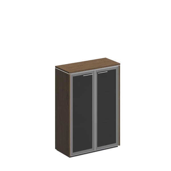Шкаф для документов средний со стеклянными дверями Velar ВЛ 312 ДТ 940x410x1320 (Дуб табачный)