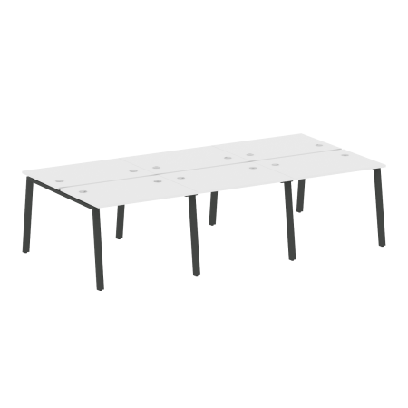 Рабочая станция на 6 рабочих места на А-образном м/к Metal System Style БА.СМ-6.1 3000x1475x750 (Белый/Антрацит металл)