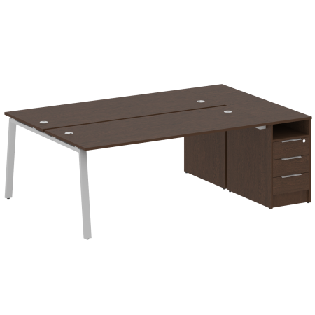 Рабочая станция с тумбой на А-образном м/к Metal System Style БА.РС-СТП-2.5 2212x1475x750 (Венге Цаво/Серый металл)