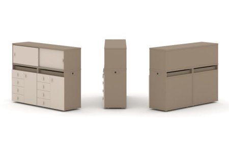 Тумба двойная + низкая надставка ES.NB.2N-4 (1500х410х1135) (Латте/Капучино)