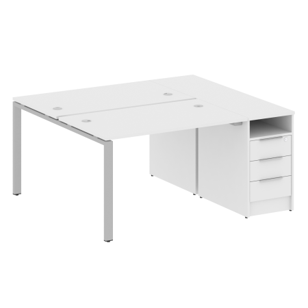 Рабочая станция с опорной тумбой Metal System Style БП.РС-СТП-2.2 1612x1475x750 (Белый/Серый металл)