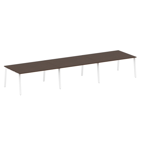 Стол для переговоров (3 столешницы) на А-образном м/к Metal System Style БА.ПРГ-3.4 4800x1235x750 (Венге Цаво/Белый металл)