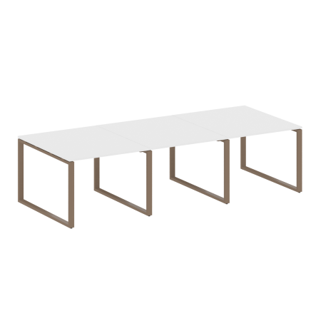 Переговорный стол 3 столешницы Metal System Style БО.ПРГ-3.1 3000x1235x750 (Белый/Мокко металл)