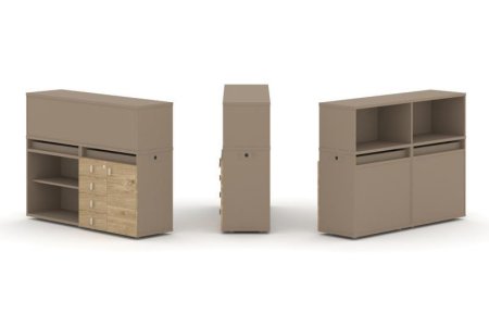 Тумба двойная + низкая надставка ES.NB.2N-7 (1500х410х1135) (Латте/Тиквуд Светлый)