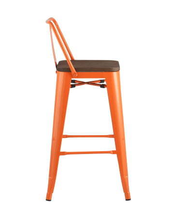 Стул полубарный TOLIX WOOD со спинкой оранжевый глянцевый (Стул полубарный Tolix оранжевый)