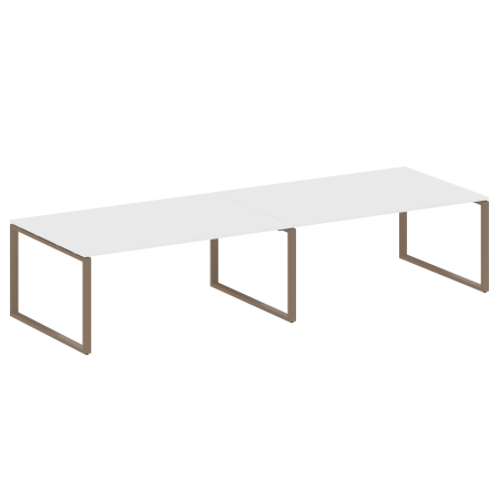 Переговорный стол 2 столешницы Metal System Style БО.ПРГ-2.5 3600x1235x750 (Белый/Мокко металл)