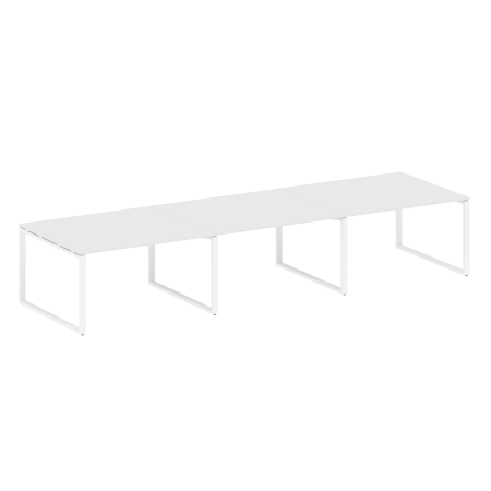 Переговорный стол 3 столешницы Metal System Style БО.ПРГ-3.3 4200x1235x750 (Белый/Белый металл)