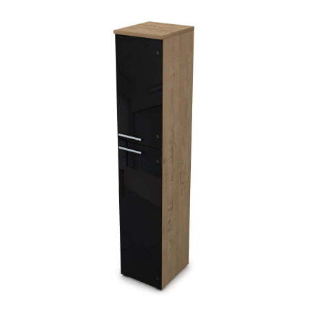 9ПП.005.23 Пенал высокий со стеклом (400x450x2045), правый (Teakwood)