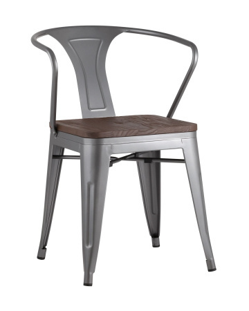 Стул TOLIX ARM WOOD с подлокотниками серебристый (Стул Tolix Arm Wood серебристый, матовый)